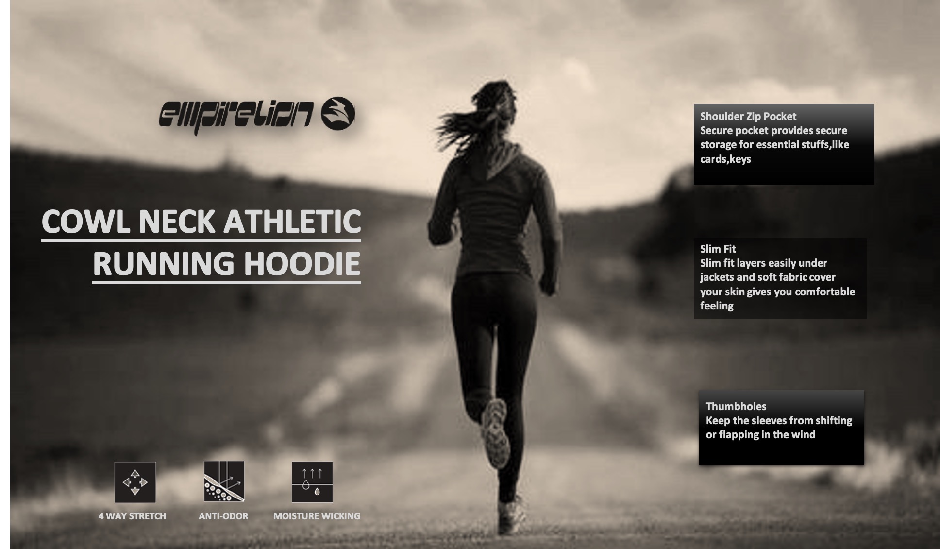 カウルネックランニングパーカー