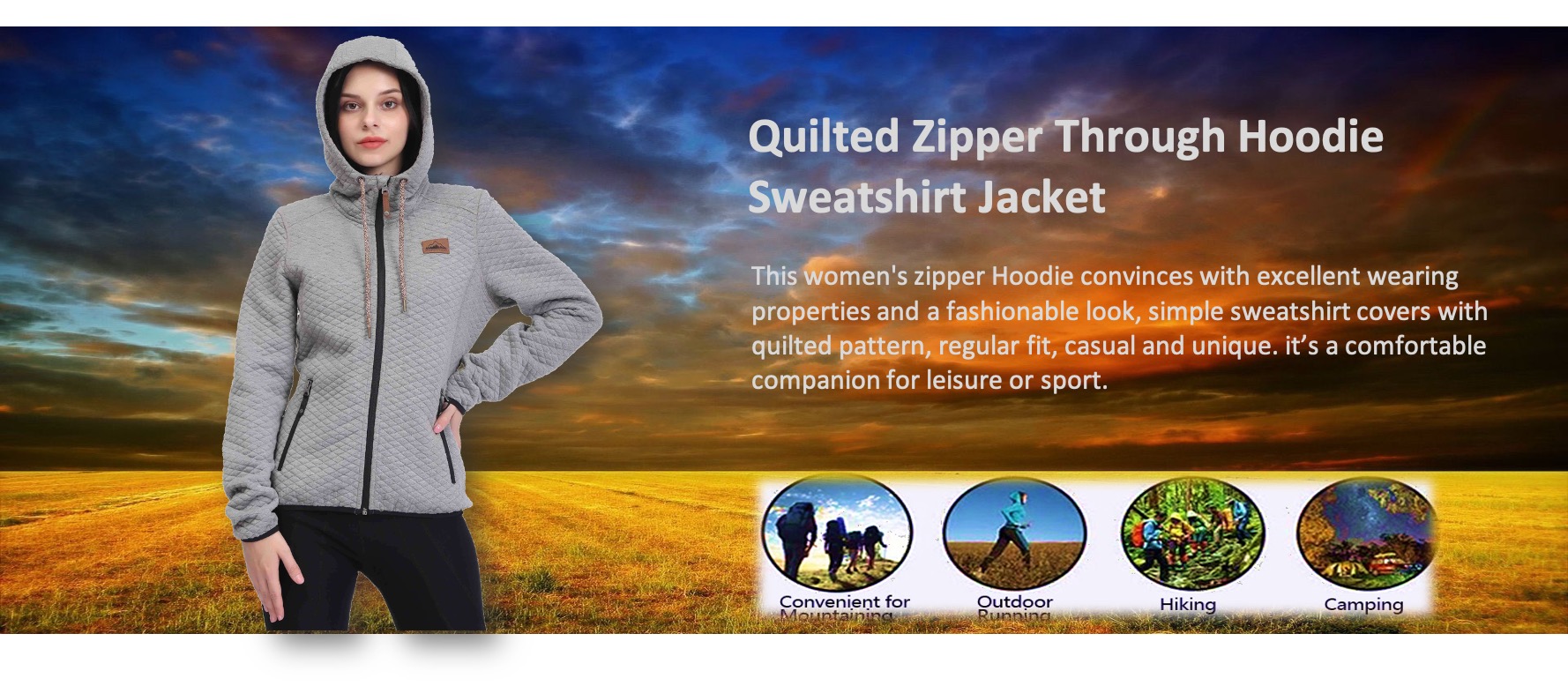 キルトジップパーカー