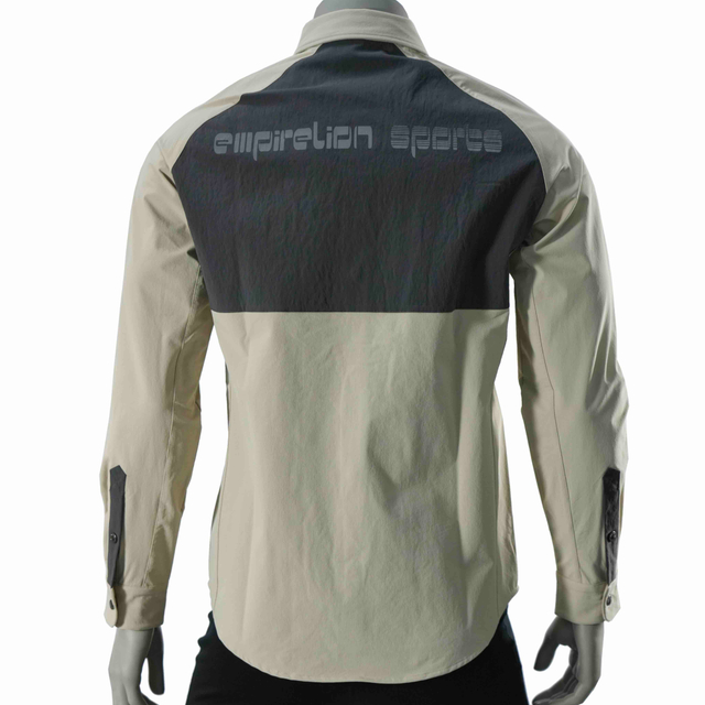 メンズキルティングパネル風力向上ハイキングランニングシャツ