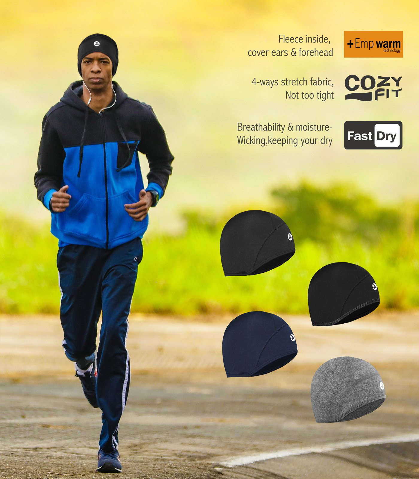 高速ドライランニングスカルキャップ